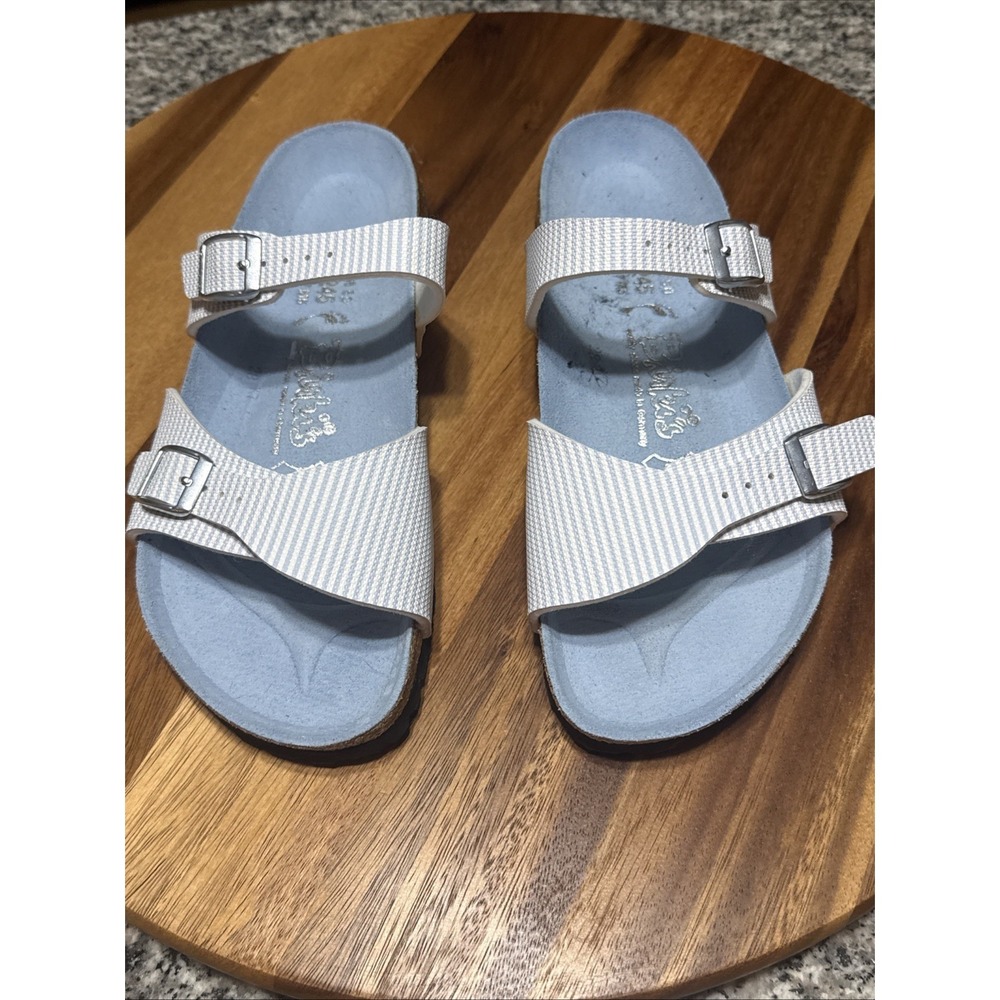 Birkenstock Birki'sSydney Stripe Buckle Adjust Slide Sandals Shoes Womens size 7